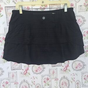 Athleta Black Tiered Skort Athletic Tennis Golf Running Skirt Size Large